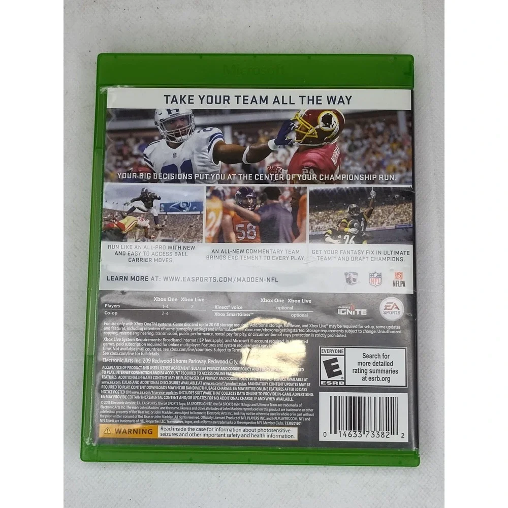 MADDEN NFL 17 (Microsoft Xbox One 2016) GREAT FUN WORKS SEE B44.2GA1456